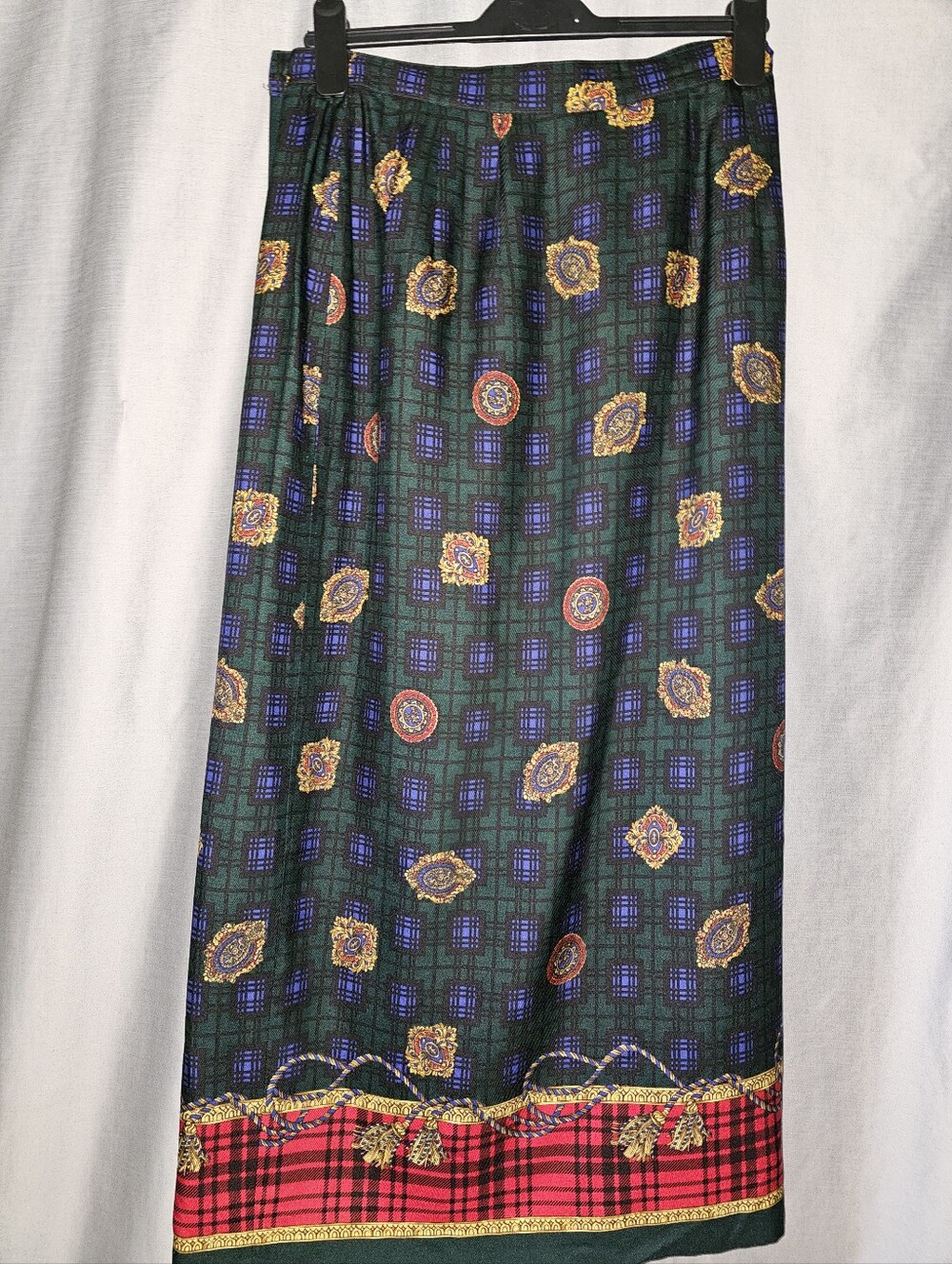 Vintage Talbots 100% Silk Paisley Plaid baroque Skirt Size 8 – Classic .midi - Picture 8 of 9